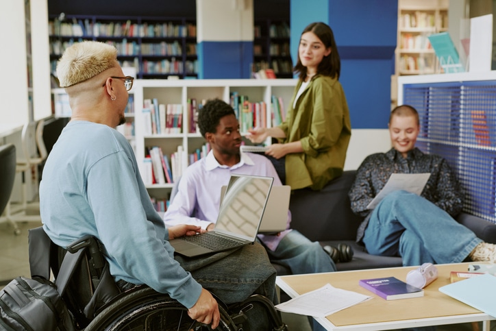 Collaborating in Group Study at University Library