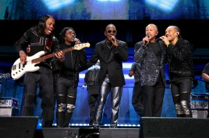 Verdine White, Philip Bailey, Jr., Philip Bailey, Ralph Johnson, and B. David Whitworth of Earth, Wind & Fire perform onstage during the FIREAID Benefit Concert for California Fire Relief at Intuit Dome on January 30, 2025 in Inglewood, California. (Photo by Kevin Mazur/Getty Images for FIREAID)