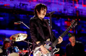 Joan Jett performs with Nirvana band members onstage during the FIREAID Benefit Concert for California Fire Relief at The Kia Forum on January 30, 2025 in Inglewood, California.  (Photo by John Shearer/Getty Images for FIREAID)