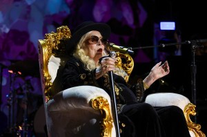 Joni Mitchell performs onstage during the FIREAID Benefit Concert for California Fire Relief at The Kia Forum on January 30, 2025 in Inglewood, California.  (Photo by John Shearer/Getty Images for FIREAID)