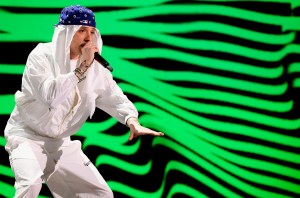 Peso Pluma performs onstage during the FIREAID Benefit Concert for California Fire Relief at Intuit Dome on January 30, 2025 in Inglewood, California. (Photo by Amy Sussman/Getty Images for FIREAID)