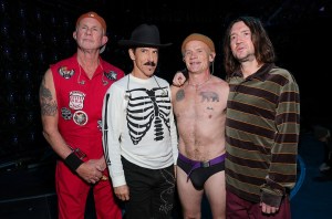 Chad Smith, Anthony Kiedis, Flea, and John Frusciante of Red Hot Chili Peppers attend the FIREAID Benefit Concert for California Fire Relief at The Kia Forum on January 30, 2025 in Inglewood, California.  (Photo by Monica Schipper/Getty Images for FIREAID)