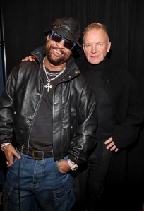 Shaggy and Sting pose backstage during the FIREAID Benefit Concert for California Fire Relief at Intuit Dome on January 30, 2025 in Inglewood, California. (Photo by Kevin Mazur/Getty Images for FIREAID)