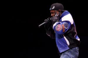 Kendrick Lamar performs onstage during Apple Music Super Bowl LIX Halftime Show at Caesars Superdome on February 09, 2025 in New Orleans, Louisiana.  (Photo by Gregory Shamus/Getty Images)