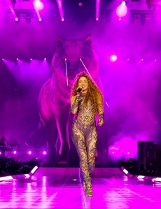 Shakira performs onstage during Shakira: Las Mujeres Ya No Lloran World Tour Kick Off - Rio de Janeiro at Estádio Olímpico Nilton Santos on Feb. 11, 2025 in Rio de Janeiro, Brazil.