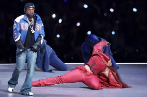 Kendrick Lamar and SZA perform onstage during Apple Music Super Bowl LIX Halftime Show at Caesars Superdome on February 09, 2025 in New Orleans, Louisiana.  (Photo by Jamie Squire/Getty Images)
