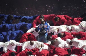 US rapper Kendrick Lamar performs during Super Bowl LIX Chiefs vs Eagles Apple Music Halftime Show at Caesars Superdome in New Orleans, Louisiana, February 9, 2025. (Photo by TIMOTHY A. CLARY / AFP) (Photo by TIMOTHY A. CLARY/AFP via Getty Images)