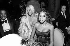 Jay-Z, Beyonce and Blue Ivy Carter at The 67th Annual Grammy Awards, airing live from Crypto.com Arena in Los Angeles, California, Sunday, Feb. 2 (8:00-11:30 PM, live ET/5:00-8:30 PM, live PT) on the CBS Television Network, and streaming live and on demand on Paramount+.* Photo: Francis Specker/CBS ©2025 CBS Broadcasting, Inc. All Rights Reserved.