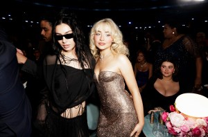 Charli XCX and Sabrina Carpenter at The 67th Annual Grammy Awards, airing live from Crypto.com Arena in Los Angeles, California, Sunday, Feb. 2 (8:00-11:30 PM, live ET/5:00-8:30 PM, live PT) on the CBS Television Network, and streaming live and on demand on Paramount+.* Photo: Francis Specker/CBS ©2025 CBS Broadcasting, Inc. All Rights Reserved.