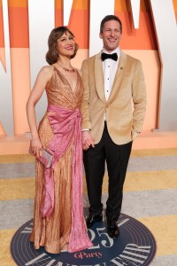 Joanna Newsom, Andy Samberg at the 2025 Vanity Fair Oscar Party Hosted By Radhika Jones held at Wallis Annenberg Center for the Performing Arts on March 02, 2025 in Beverly Hills, California.