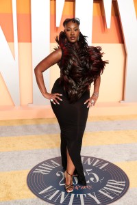 Tems at the 2025 Vanity Fair Oscar Party Hosted By Radhika Jones held at Wallis Annenberg Center for the Performing Arts on March 02, 2025 in Beverly Hills, California.