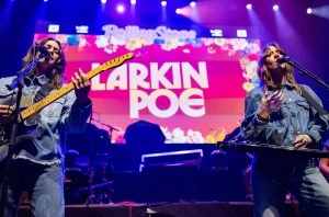 Rebecca Lovell, Megan Lovell of Larkin Poe performs at Rolling Stone Future of Music showcase during SXSW Conference & Festivals at Austin City Limits Live at the Moody Theater on March 12, 2025 in Austin, Texas.