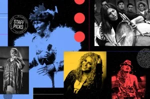 De izquierda a derecha: Paquita la del Barrio, Celia Cruz, Shakira, Mercedes Sosa e Ivy Queen
