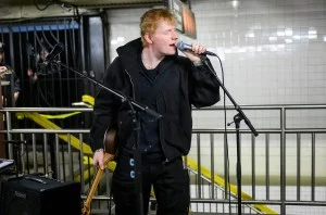 Ed Sheeran and Jimmy Fallon subway busking on 'The Tonight Show Starring Jimmy Fallon' on April 8, 2025.