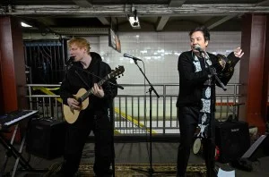 Ed Sheeran and Jimmy Fallon subway busking on 'The Tonight Show Starring Jimmy Fallon' on April 8, 2025.