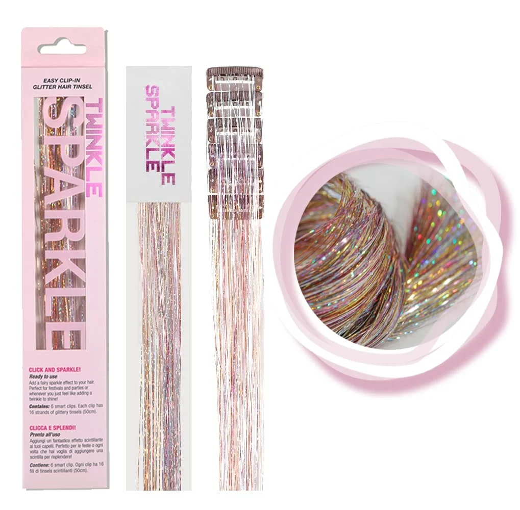 Twinkle Sparkle 6 Pcs Clip in Hair Tinsle Kit