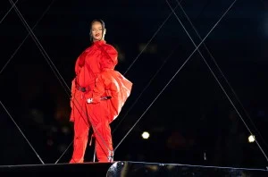 Rihanna performs at the Apple Super Bowl LVII Halftime Show held at State Farm Stadium on February 12, 2023 in Glendale, Arizona.