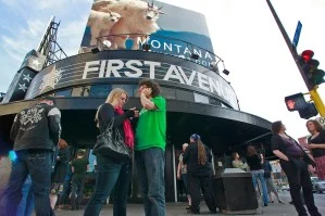 People hung outside First Avenue in downtown Minneapolis.