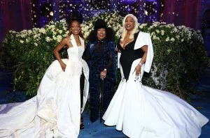 NEW YORK, NEW YORK - MAY 05: (Exclusive Coverage) (L-R) Keke Palmer, Angela Bassett and Lizzo attend the 2025 Met Gala Celebrating 