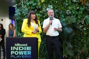 Andreea Gleeson, Romain Vivien at Billboard's Indie Power Players held at Harbor NYC on June 10, 2025 in New York, New York.