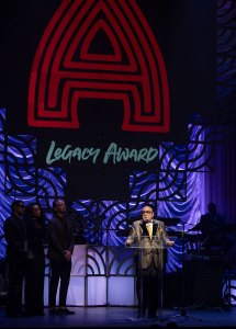 Clive Davis speaks after accepting his Legacy Award at the 2025 Apollo Theater Spring Benefit on June 04, 2025 in New York.