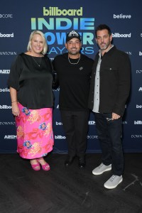 Colleen Theis, Dana Biondi and Brad Navin at Billboard's Indie Power Players held at Harbor NYC on June 10, 2025 in New York, New York.