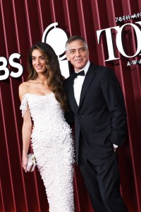 Amal Clooney and George Clooney at The 78th Annual Tony Awards held at Radio City Music Hall on June 08, 2025 in New York, New York.