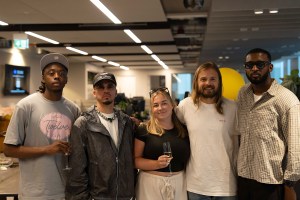 L-R: ZaZa Kazadi (Director A&R SMP UK), Daecolm, Megan Fitzsimons (Senior A&R Manager SMP UK), David Ventura (President & Co-Managing Director SMP UK, SVP International), Chris K (Ink Nero Management)
