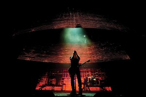 Nine Inch Nails perform during the Lights in the Sky Tour at the Mohegan Sun Arena on August 7, 2008 in Uncasville, Connecticut.