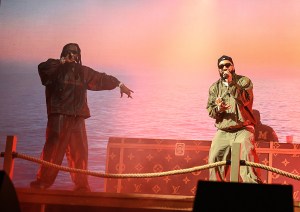 2Chainz and Larry June perform onstage at Tyler The Creator’s Camp Flog Gnaw Carnival held at Dodger Stadium on Nov. 23, 2025 in Los Angeles, California.