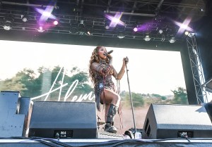 Almeda performs onstage at Tyler The Creator’s Camp Flog Gnaw Carnival held at Dodger Stadium on Nov. 23, 2025 in Los Angeles, California.