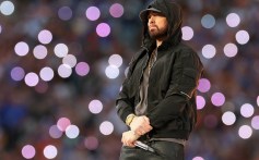 Eminem performs during the Pepsi Super Bowl LVI Halftime Show at SoFi Stadium on February 13, 2022 in Inglewood, California.