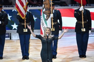 Fergie performs the National Anthem during the NBA All-Star Game 2018 at Staples Center on February 18, 2018 in Los Angeles, California.
