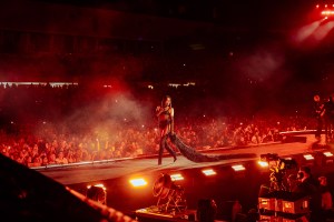 Dua Lipa performs in Santiago, Chile on November 11, 2025.